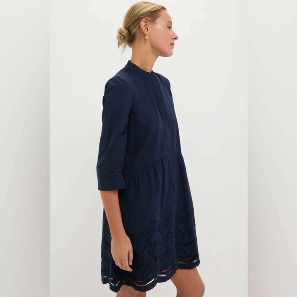 Medium Tuckernuck Navy Eyelet Royal Shirt Dress - Picture 3 of 10